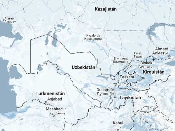 Mapa: Uzbekistán